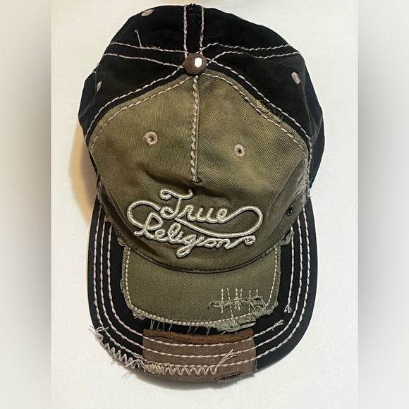 Vintage True Religion Distressed Embroidered Horseshoe Logo Cap Rare - Picture 9 of 10